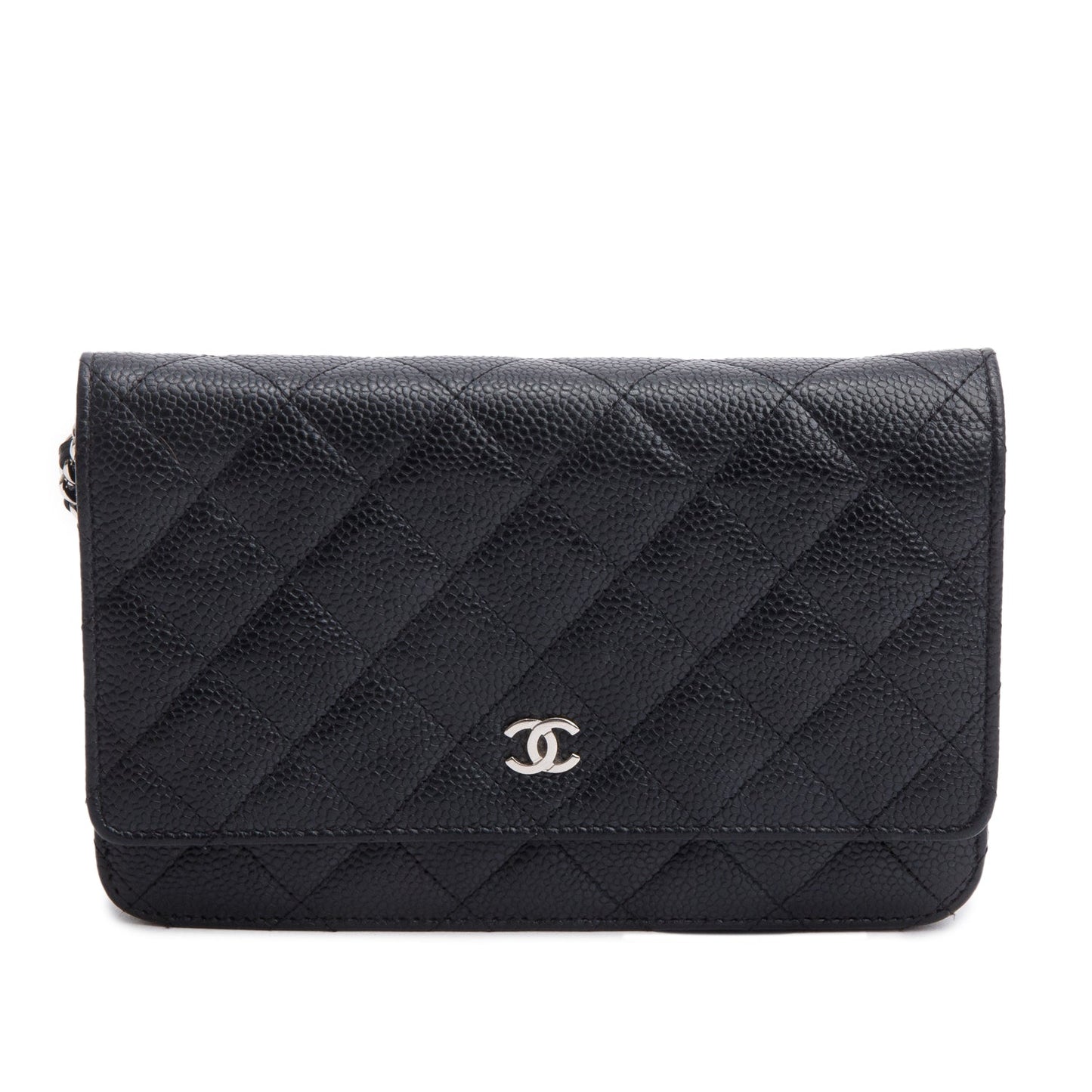 Chanel Quilted Caviar Classic on Leather Black Wallet Case 13