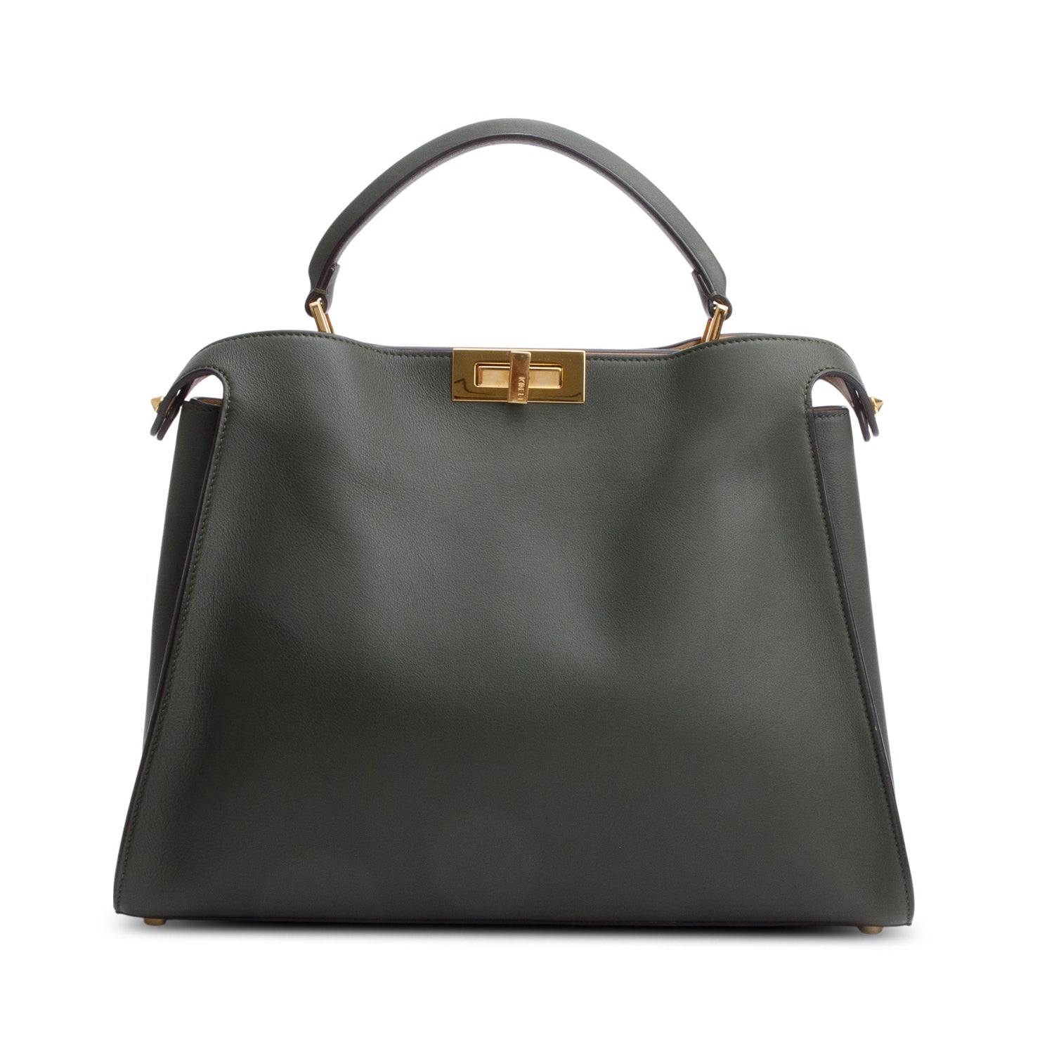 Fendi Soft Calfskin Peekaboo Bag Leather Green Travel Bag