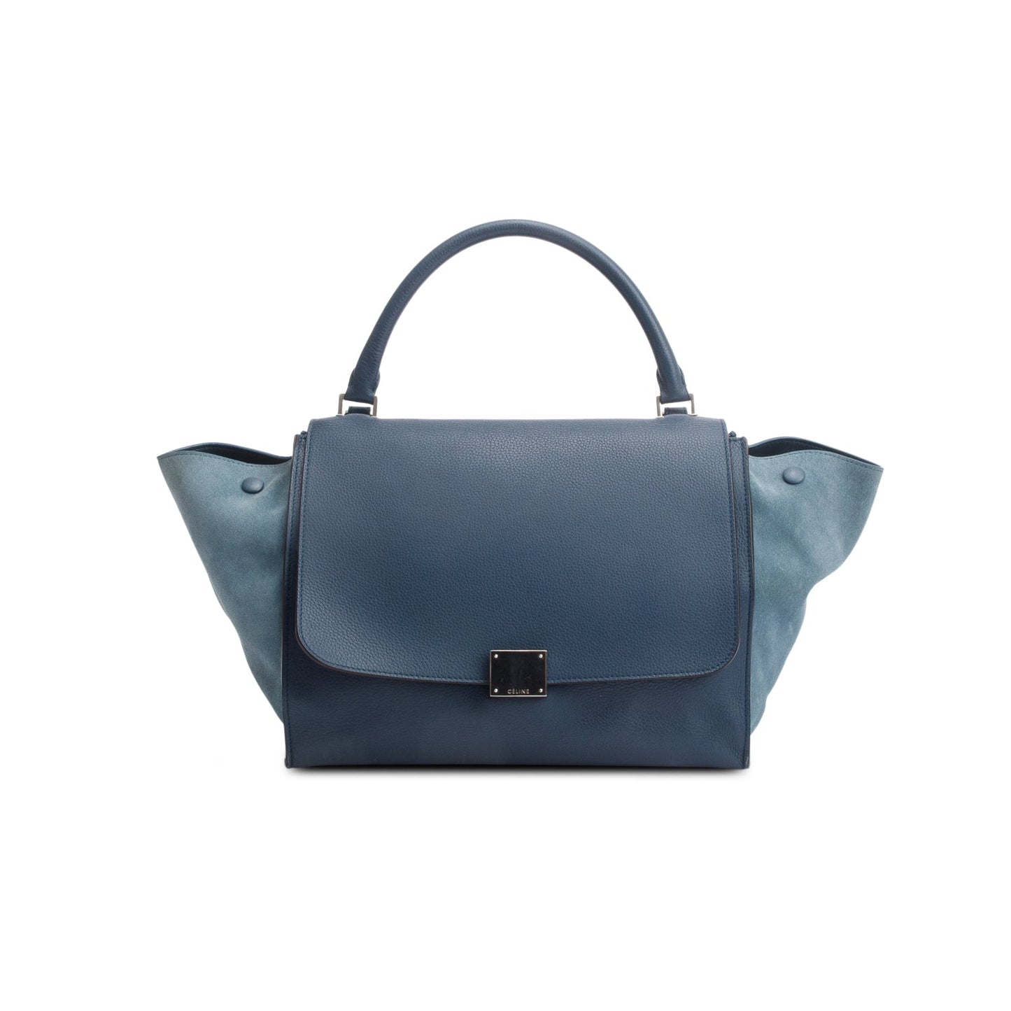 Celine Calfskin Trim Medium Trapeze Bag Leather Suede Travel Bag