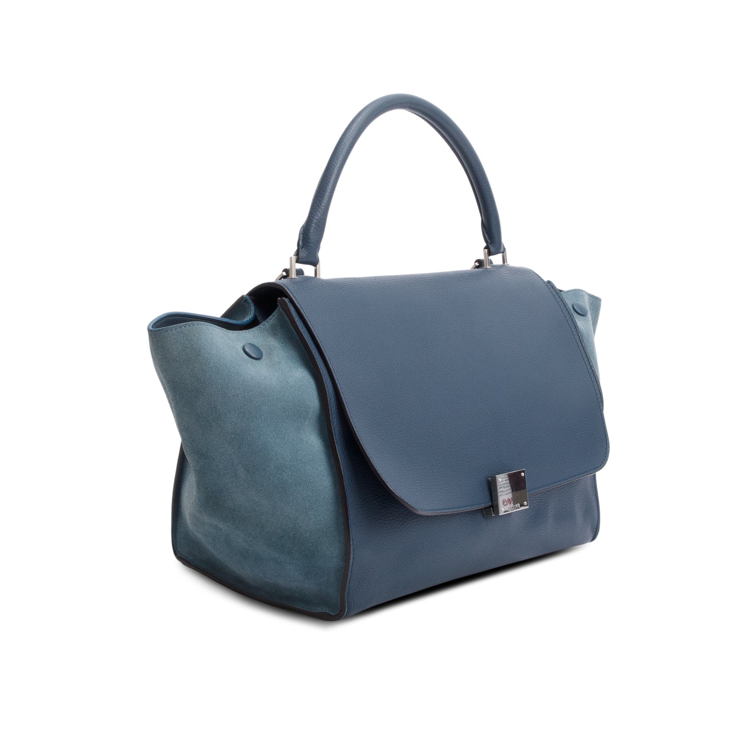 Celine Calfskin Trim Medium Trapeze Bag Leather Suede Travel Bag