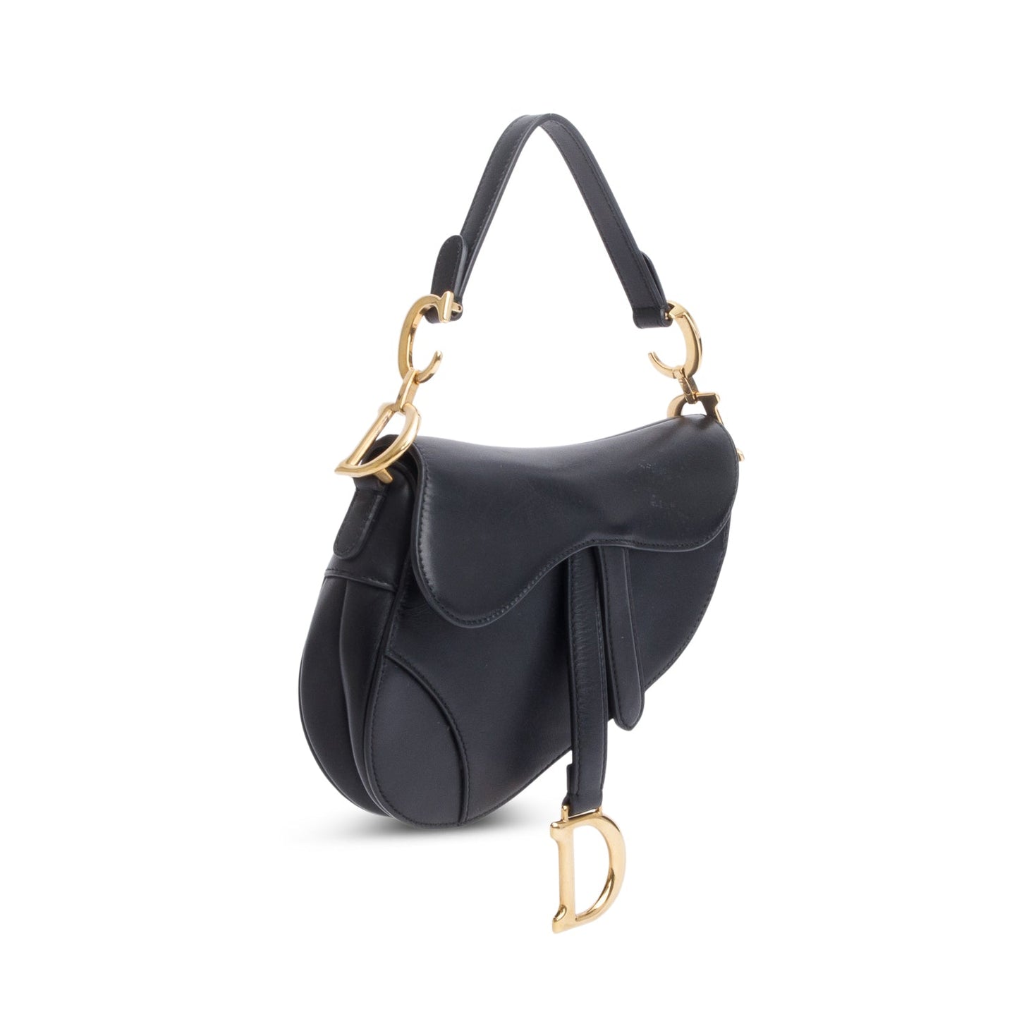 Dior Christian Calfskin Saddle Bag Leather Black Travel Bag