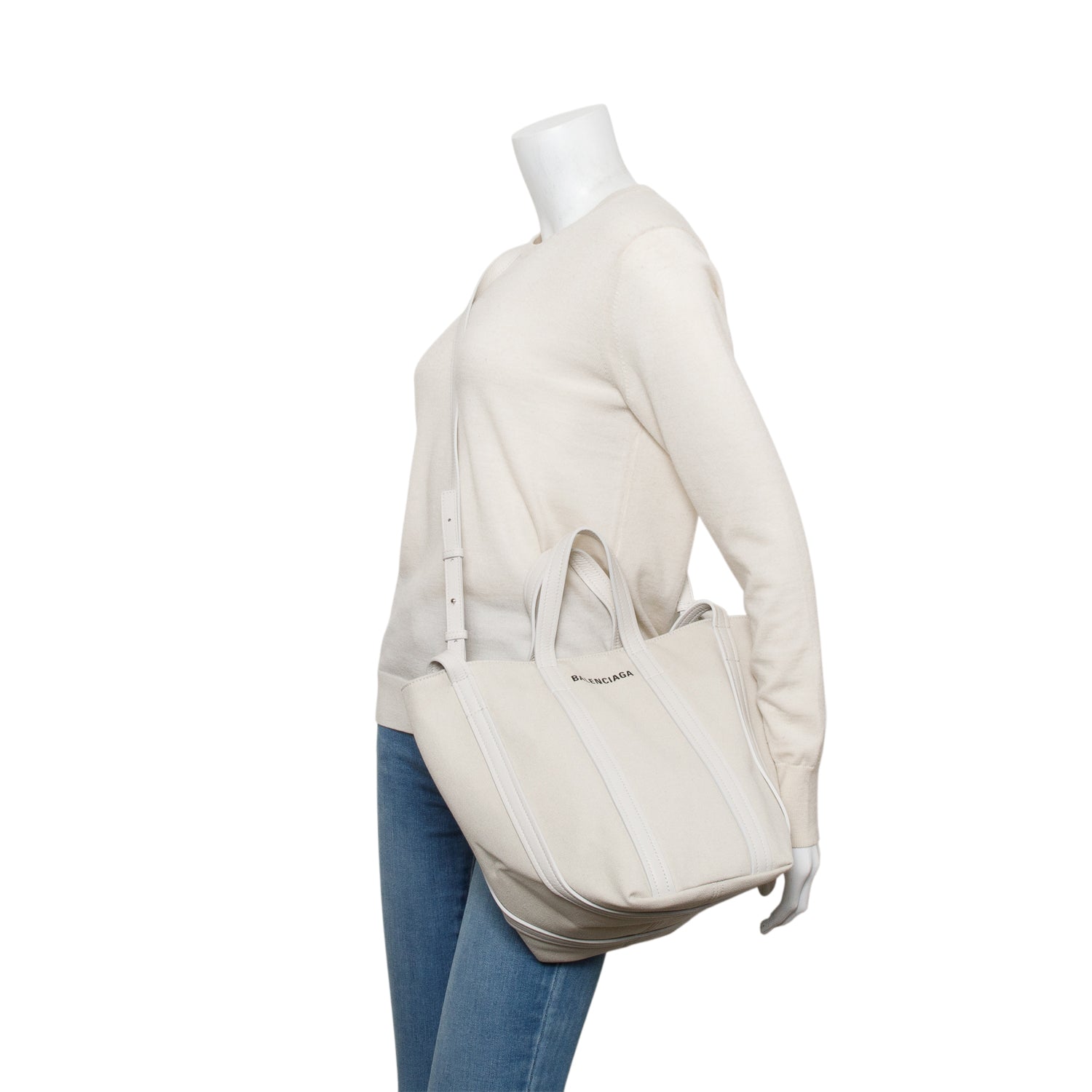 Balenciaga Neutral Fabric Everyday Xs North South Tote Canvas Tote Bag