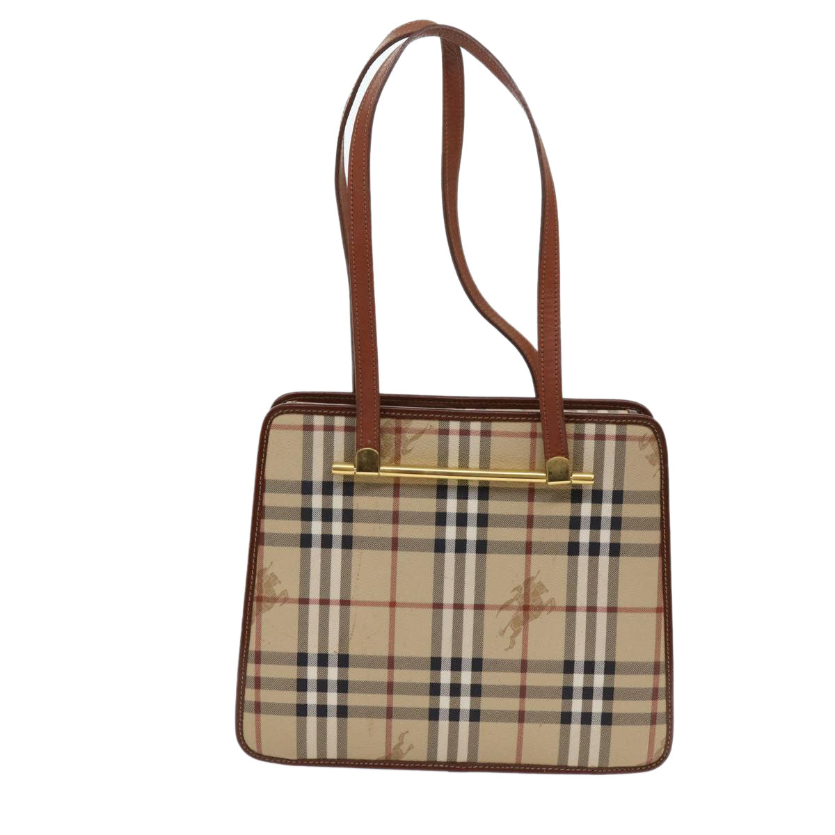 Burberry Luxury ss Nova Check Shoulder Bag Pvc Auth Leather Beige Beige Auth 63316