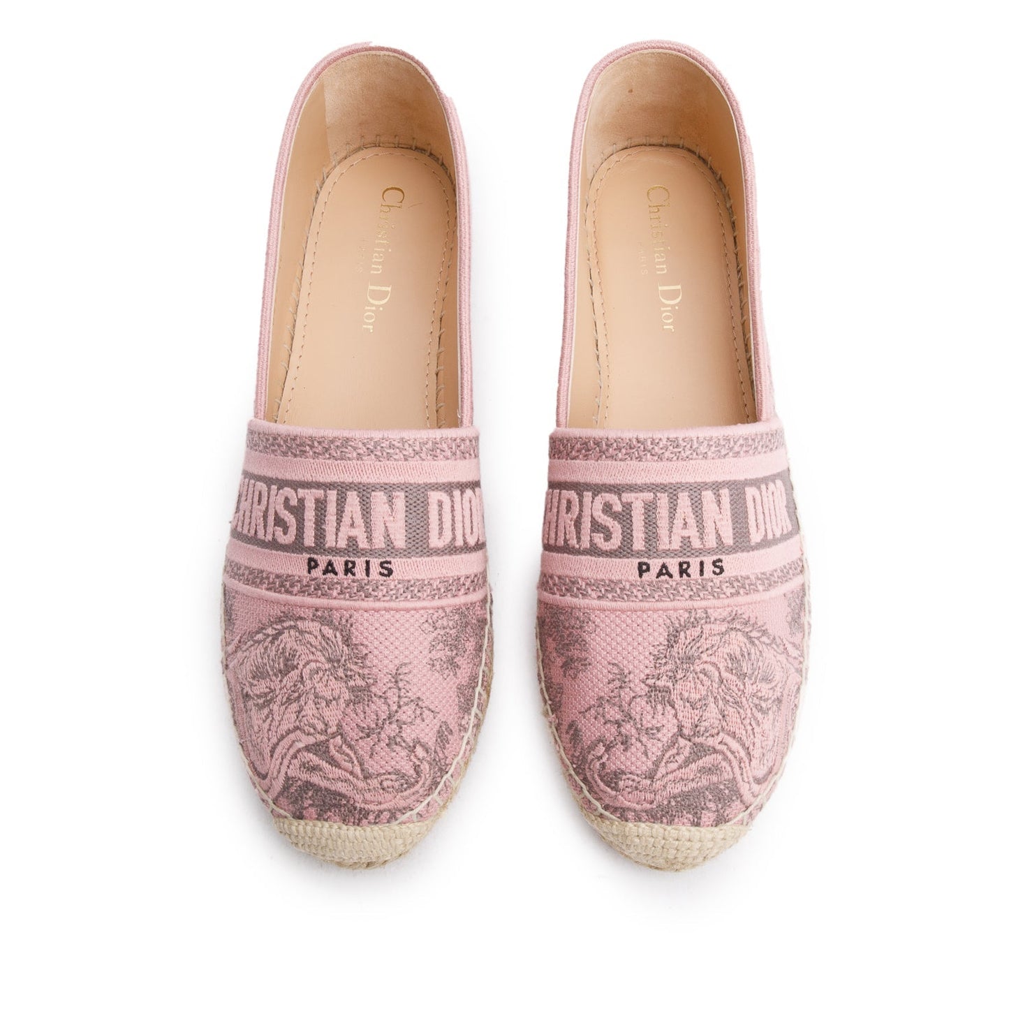 Dior Christian Embroidered Toile De Jouy Granville Espadrille, Pink Travel Bag