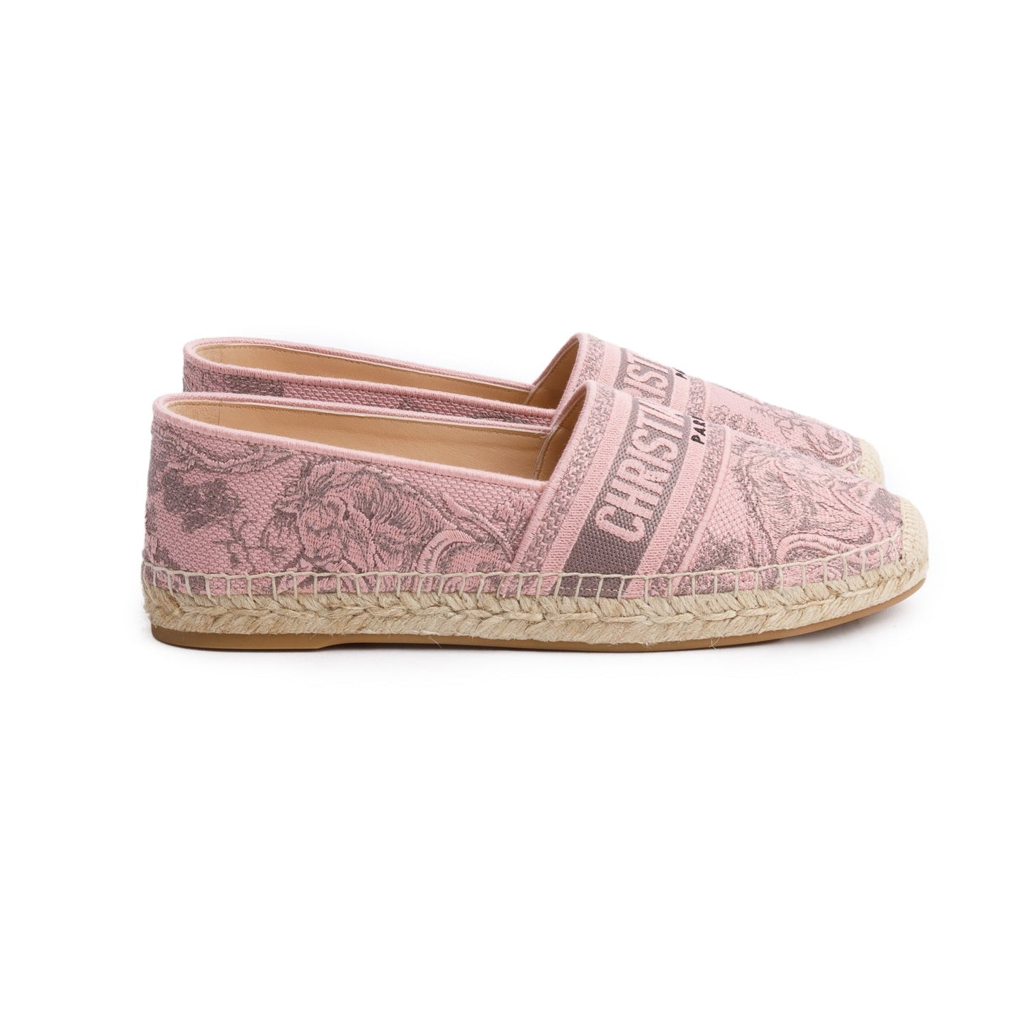 Dior Christian Embroidered Toile De Jouy Granville Espadrille, Pink Travel Bag