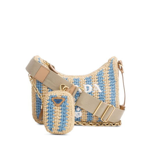 Prada Re Edition Shoulder Bag Raffia Beige