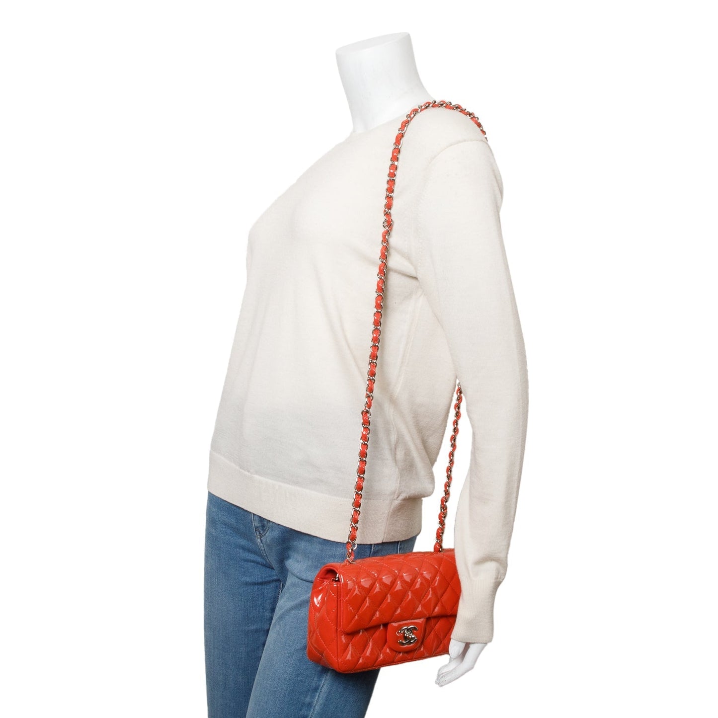 Chanel Quilted Patent Classic Rectangular Flap Leather Red Travel Bag