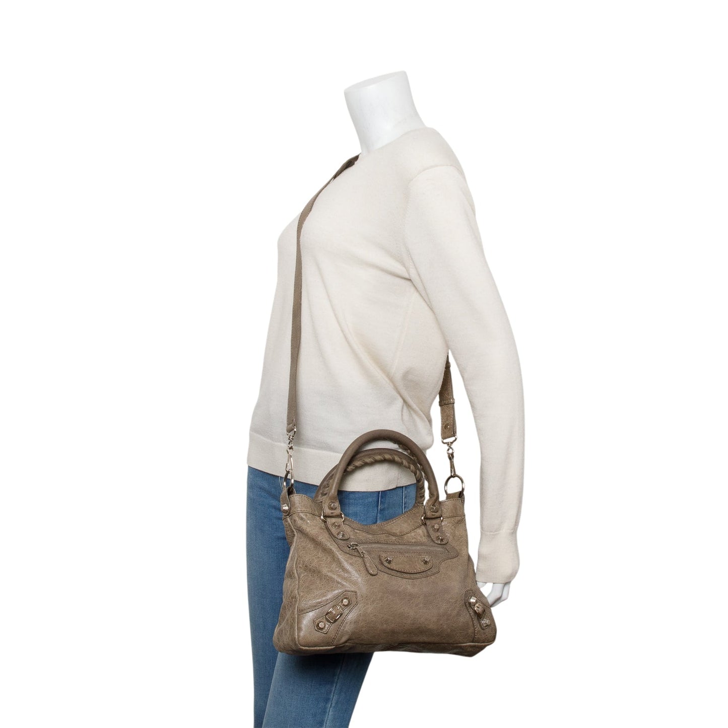 Balenciaga Taupe Motocross Agneau Giant City Bag Leather Travel Bag