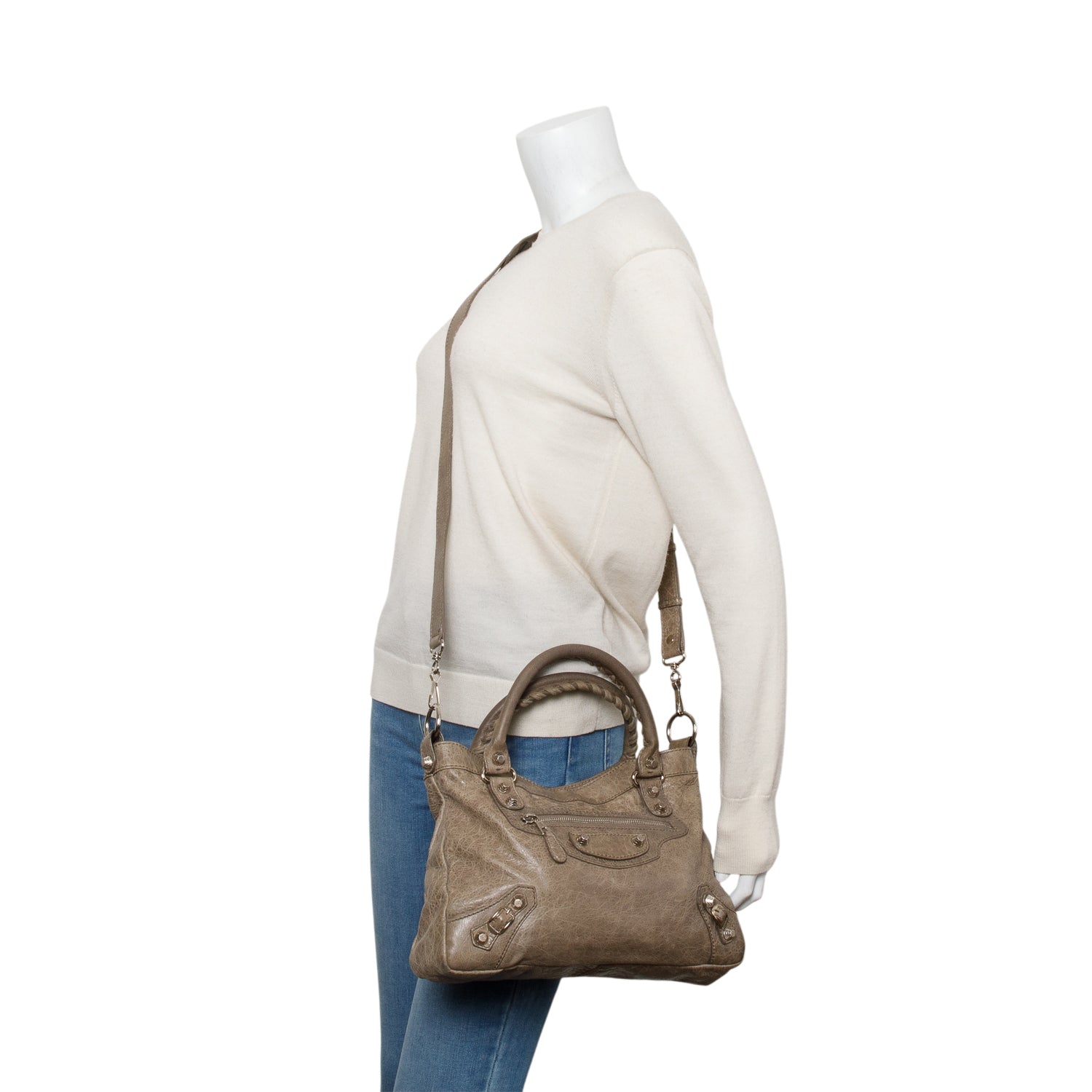 Balenciaga Taupe Motocross Agneau Giant City Bag Leather Travel Bag