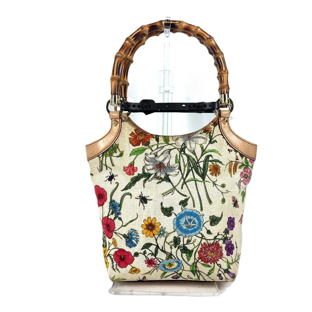Gucci Flora Bamboo Floral Flower Canvas Multicolor Handbag