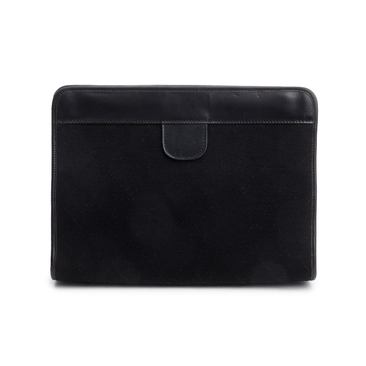 Chanel Quilted CC Jersey Frame Black Travel Bag
