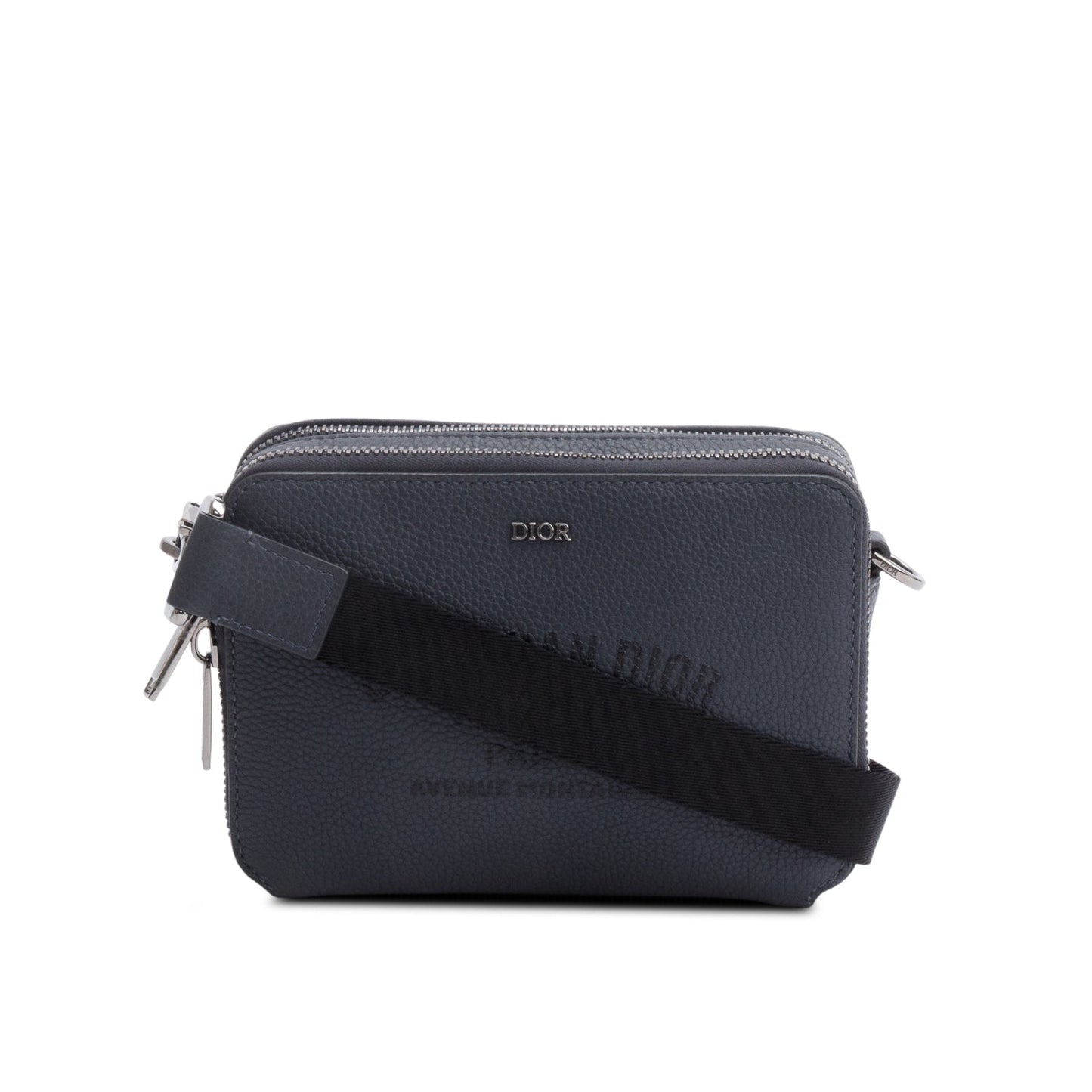 Dior Christion Grey Double Zipped Pouch Crossbody Handbag Leather Crossbody Bag