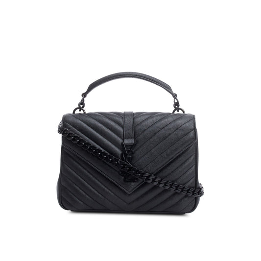 YSL Saint Laurent Chevron College Bag Leather Black Travel Bag