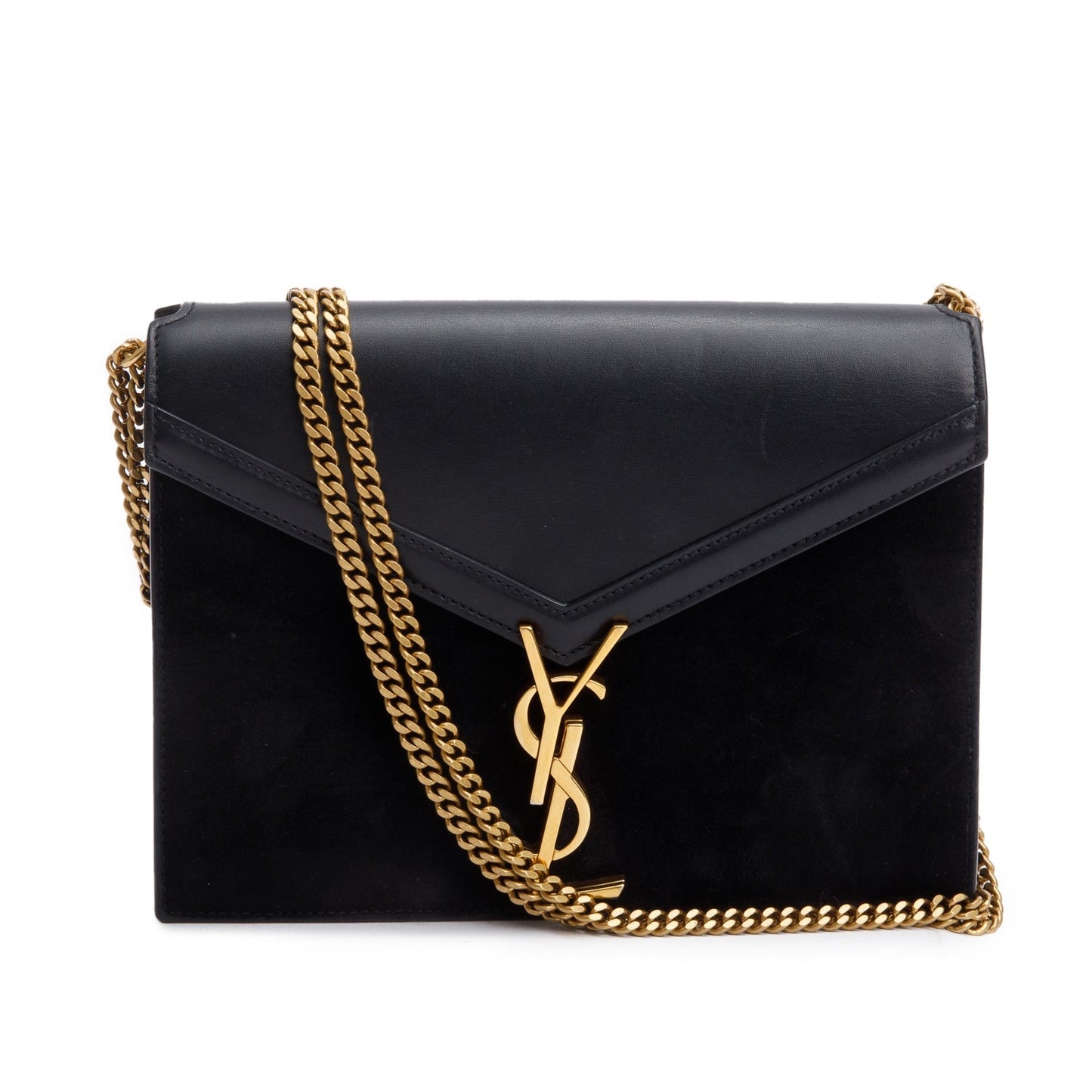 YSL Saint Laurent Smooth Medium Cassandra Chain Shoulder Bag Leather Suede