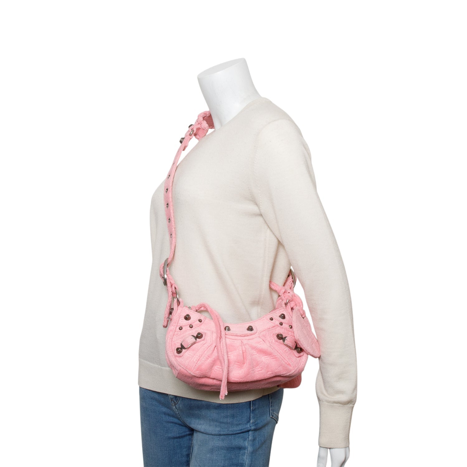 Balenciaga Bb Terry Cloth Le Cagole Xs Shoulder Pink Shoulder Bag