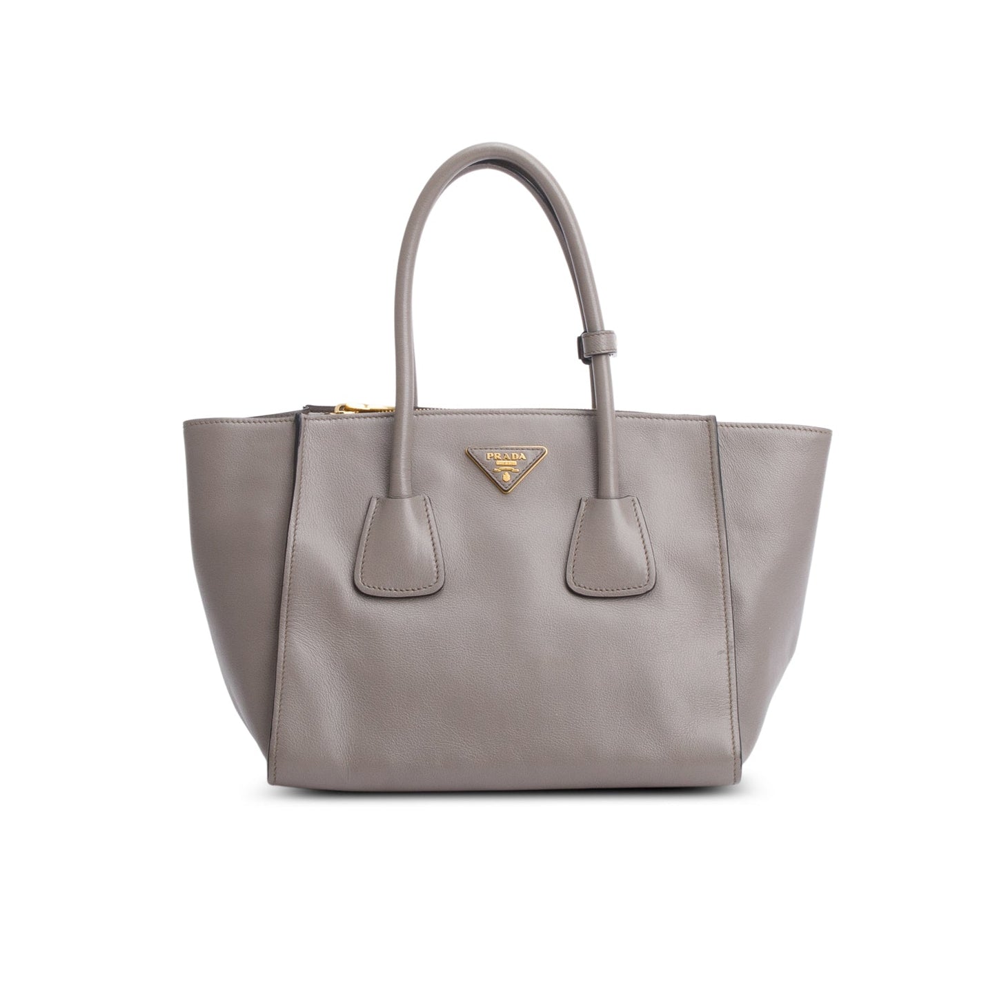 Prada Grey City Calf Twin Pocket Tote Handbag Small Tote Bag
