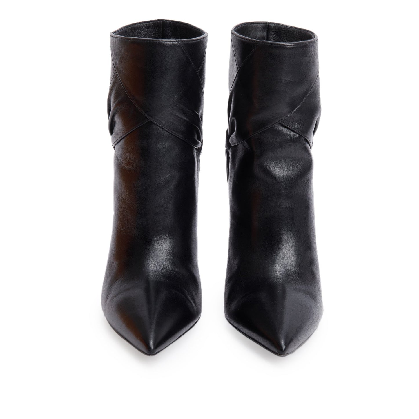 YSL Saint Laurent Calf Santiago Russo Kiki Booties Size Travel Leather Black Shoes