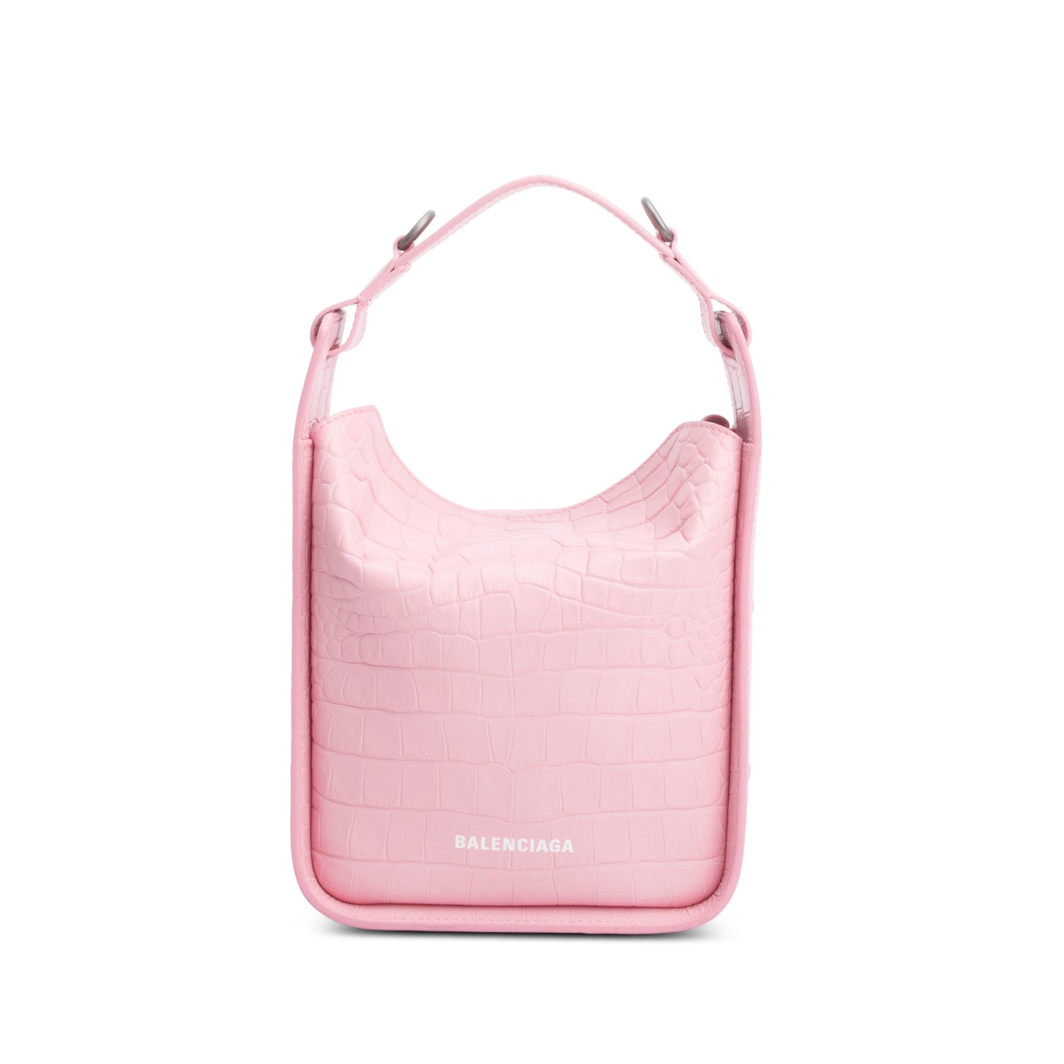 Balenciaga Croc Embossed Tool N S Tote Leather Pink Tote Bag