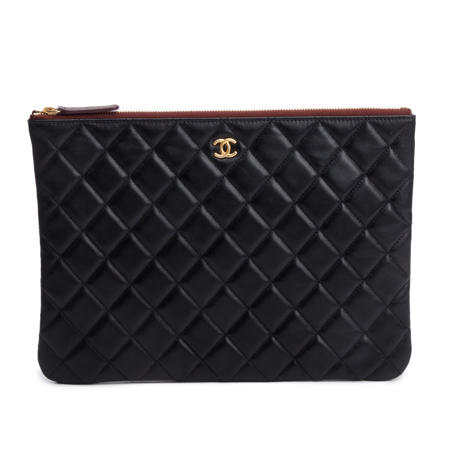 Chanel Quilted O- w Authenticity Card Leather Lambskin Black Travel Bag