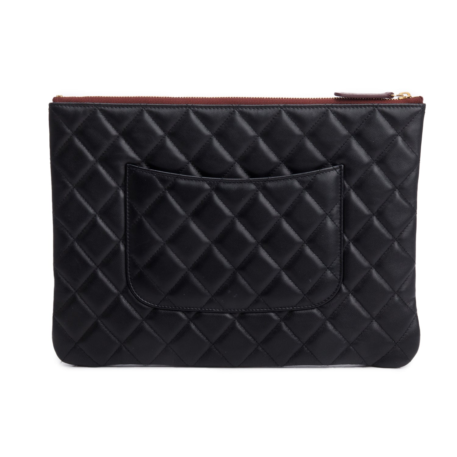 Chanel Quilted O- w Authenticity Card Leather Lambskin Black Travel Bag