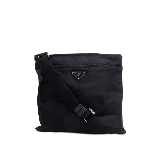 Prada Tessuto Vela Flat Messenger Bag Nylon Black Shoes