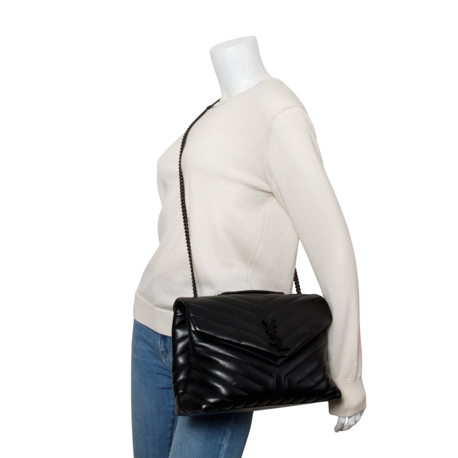 YSL Saint Laurent So Black Medium Loulou Shoulder Bag Leather Quilted