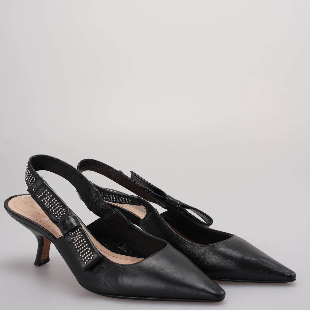 Dior Sling Bag Christian Studded J'a Slingback Pumps Leather Black Shoes