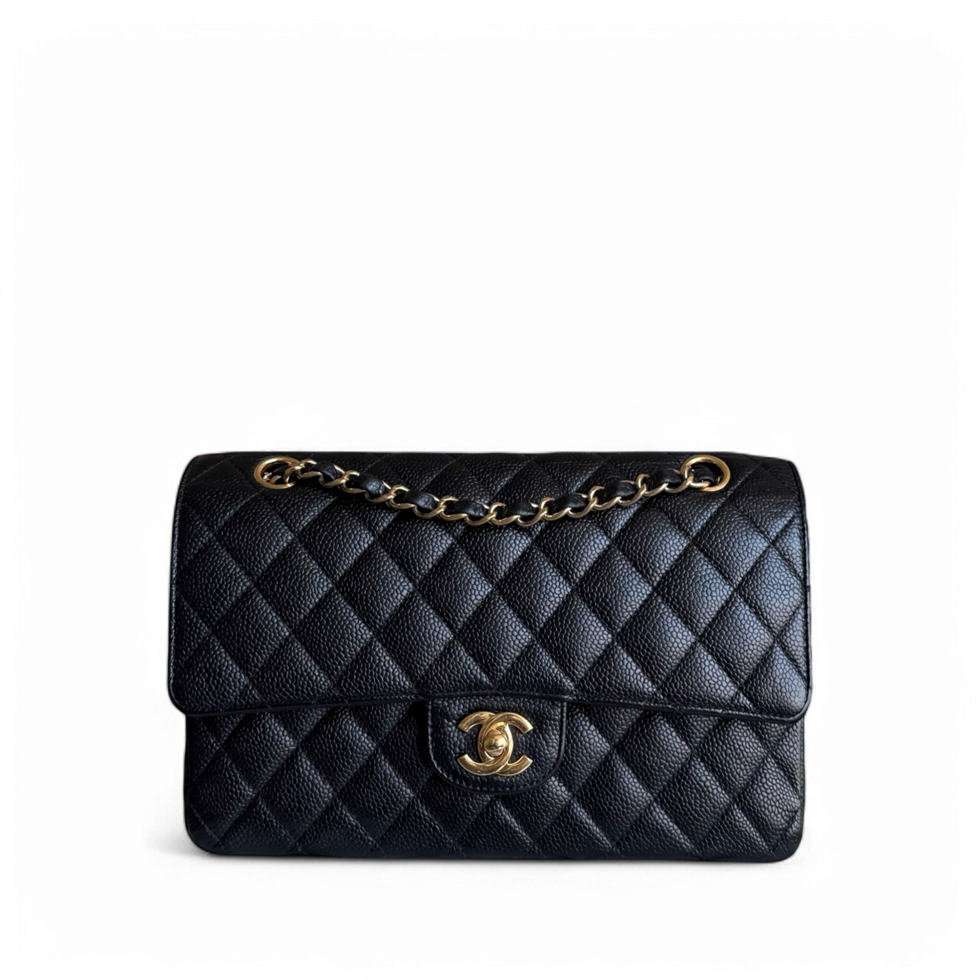Chanel Classic Flap Medium - Caviar 25CM Quilted Black Gold Hardware Series 15