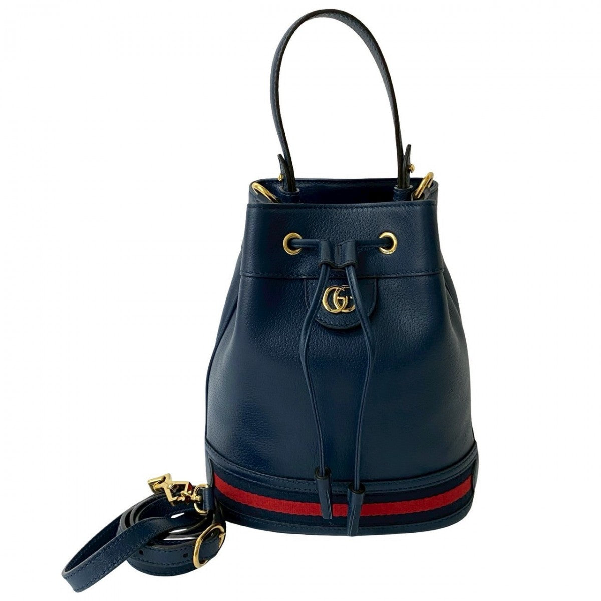 Gucci GG Leather Navy Small Logo Shoulder Bag