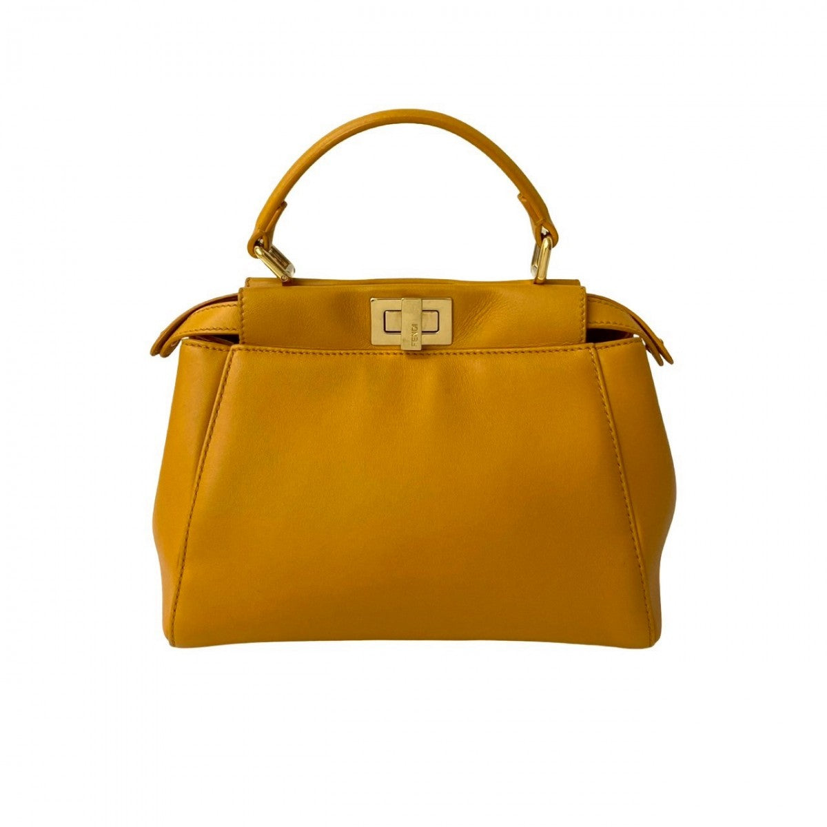 Fendi Shoulder Bag Peek Boo Women Leather Yellow Mini