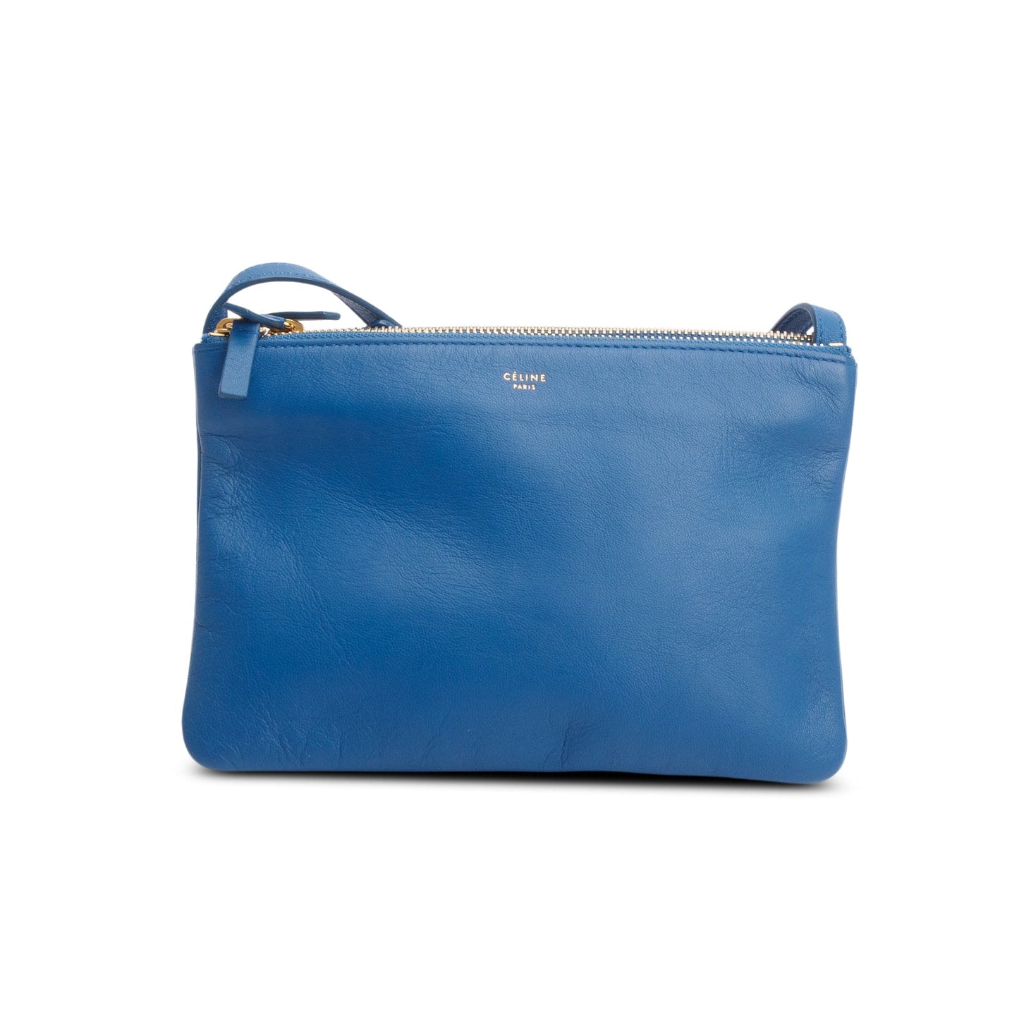 Celine Lambskin Trio Crossbody Bag Blue Small