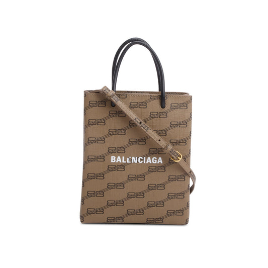 Balenciaga Coated Bb Print Tote Bag Canvas Monogram