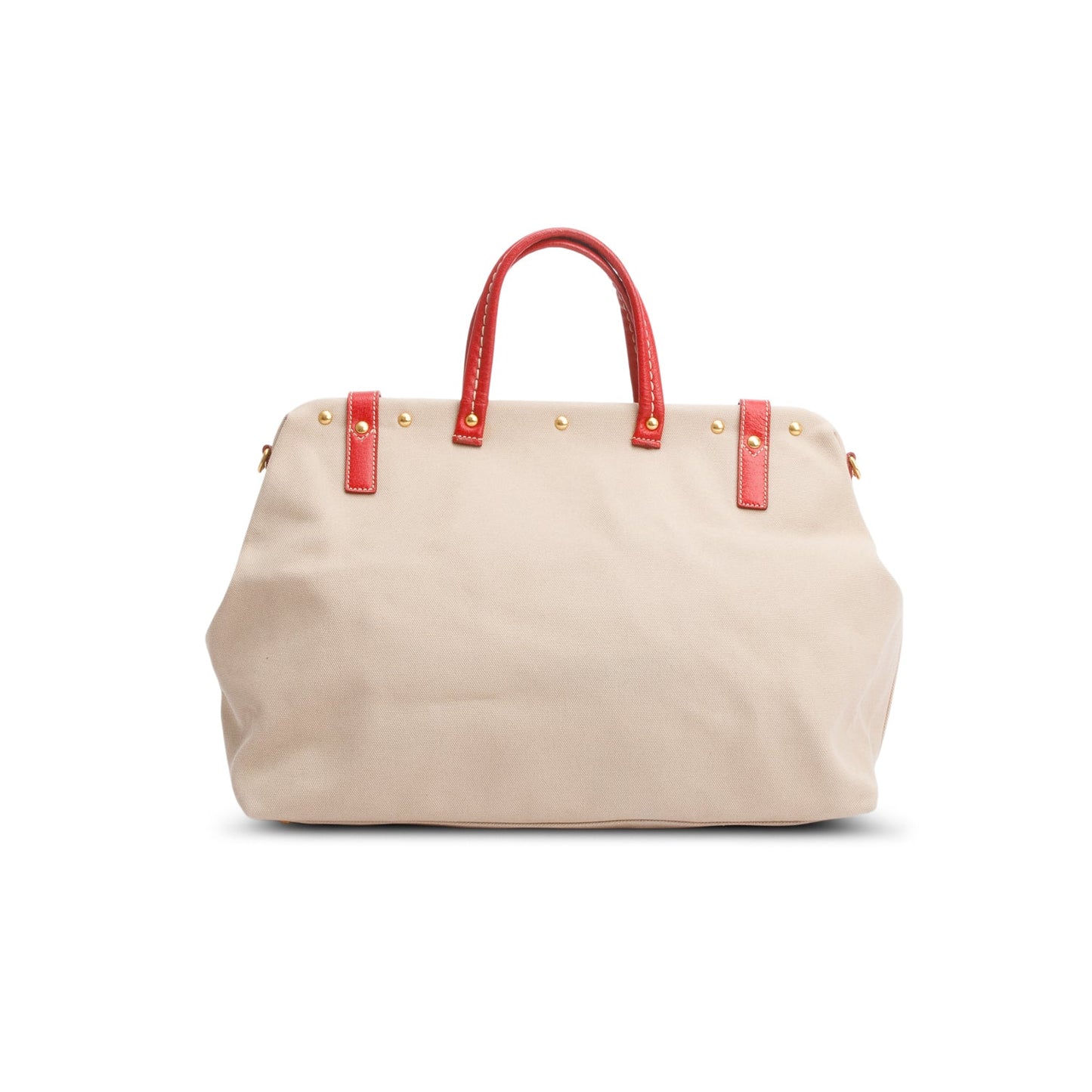 Prada Neutral Trim Frame Tote Handbag Leather Canvas Tote Bag