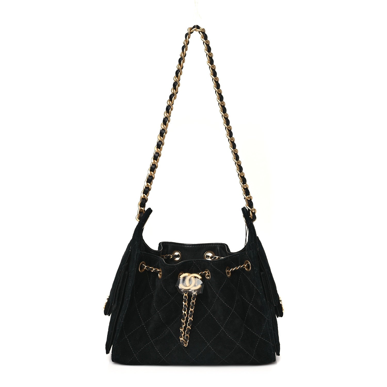 Chanel Suede Quilted Mini 25 Handbag Black