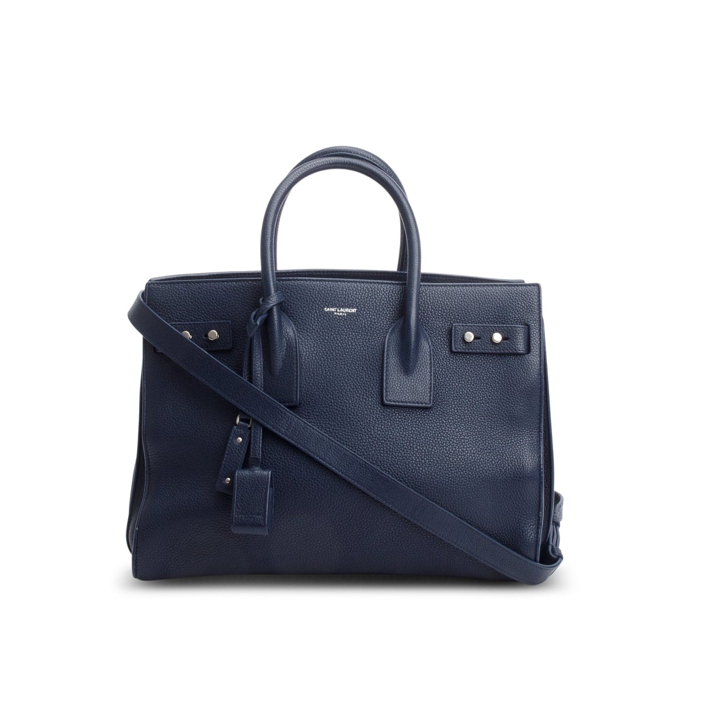 YSL Saint Laurent Navy Supple Grained Sac De Jour Travel Leather Small Travel Bag