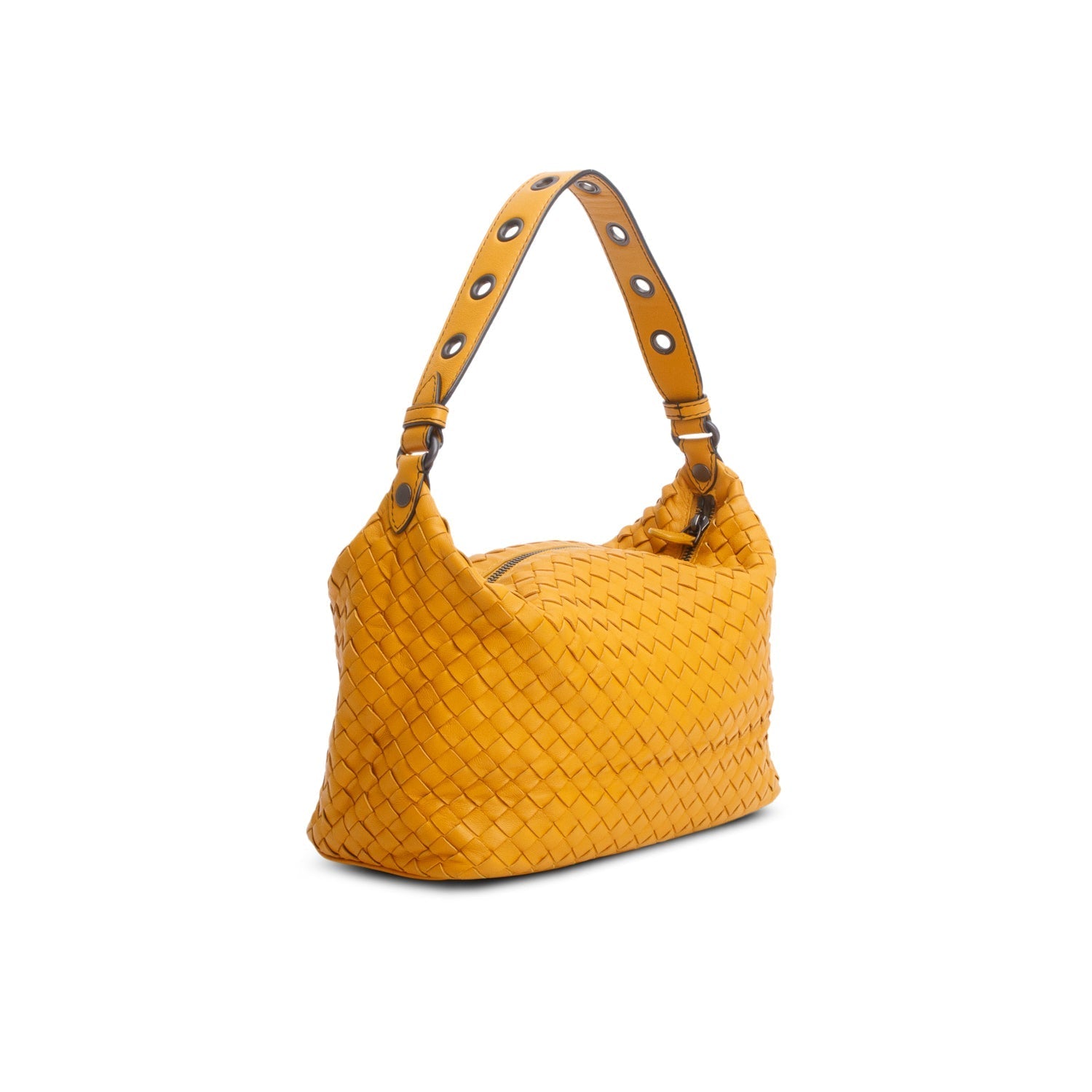 Bottega Veneta Yellow Intrecciato Shoulder Bag Leather