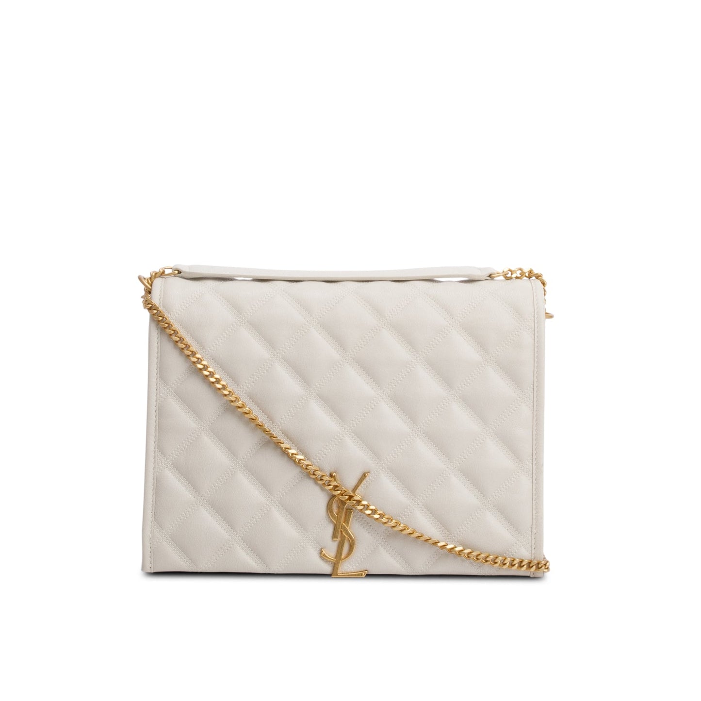 YSL Saint Laurent Ivory Becky Chain Bag Leather Quilted Travel Bag