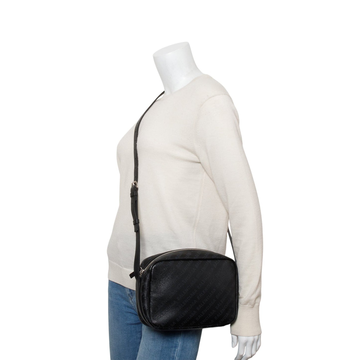 Balenciaga Logo Everyday Camera Bag Leather Black Travel Bag