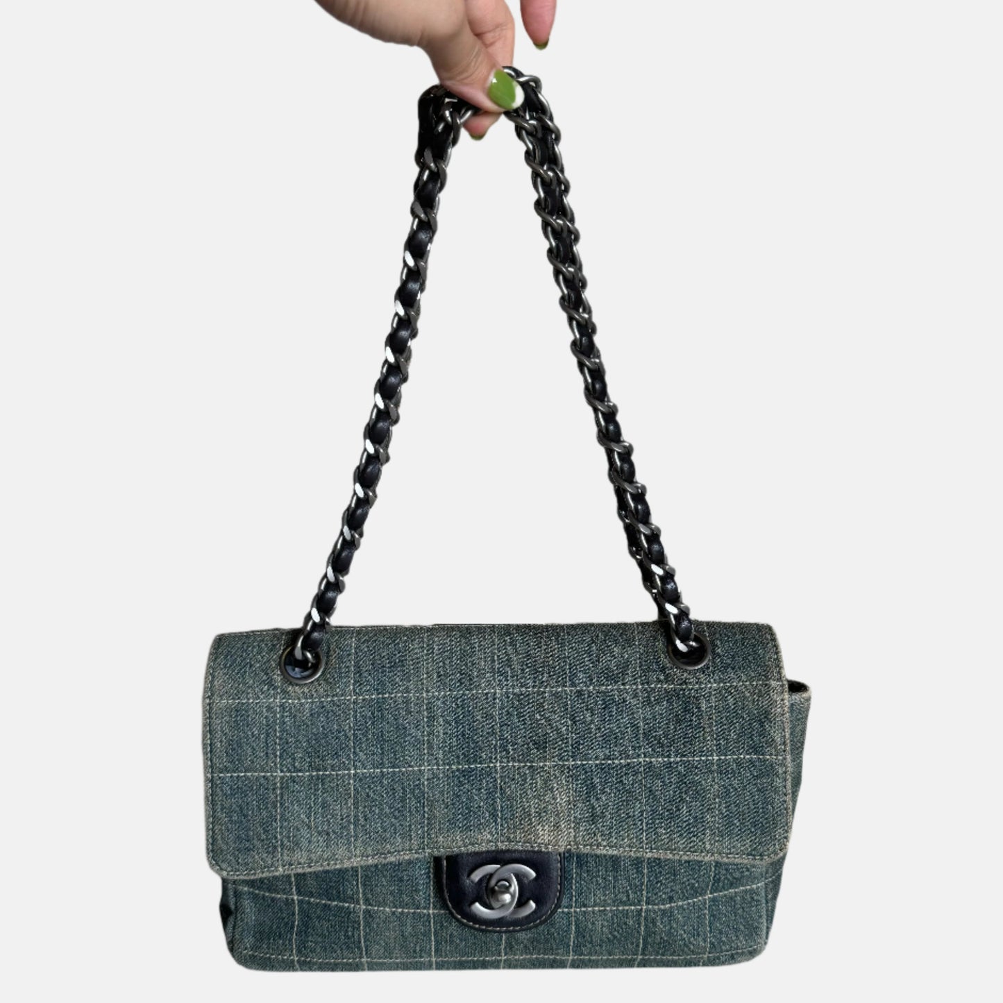Chanel Ice Cube Chocolate Bar Classic Flap Green Handbag Green 1