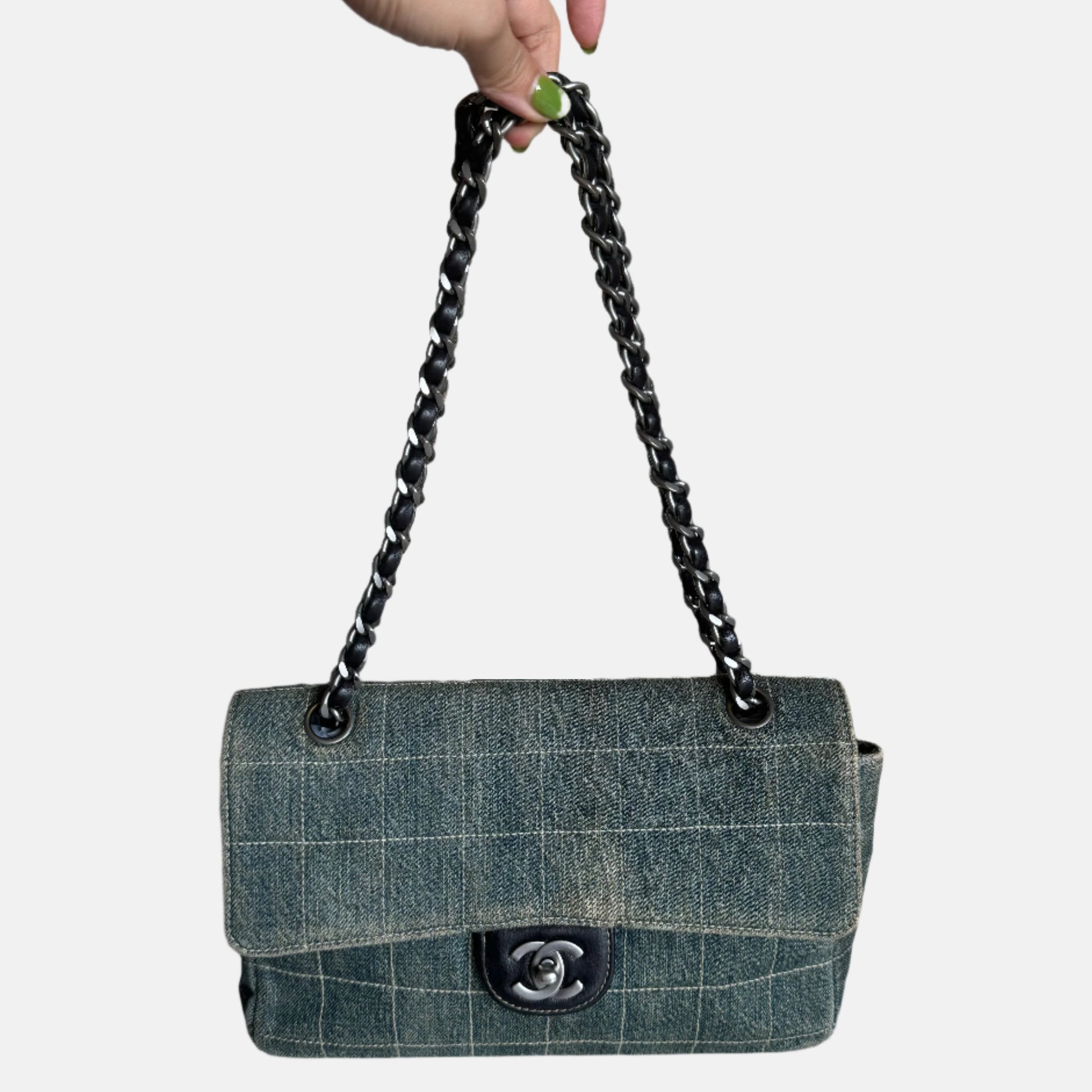 Chanel Ice Cube Chocolate Bar Classic Flap Green Handbag Green 1