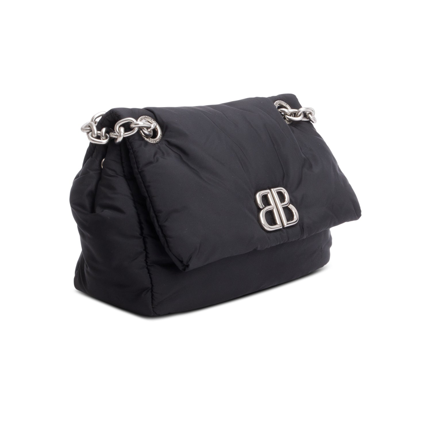 Balenciaga Monaco Bb Shoulder Bag Nylon Black