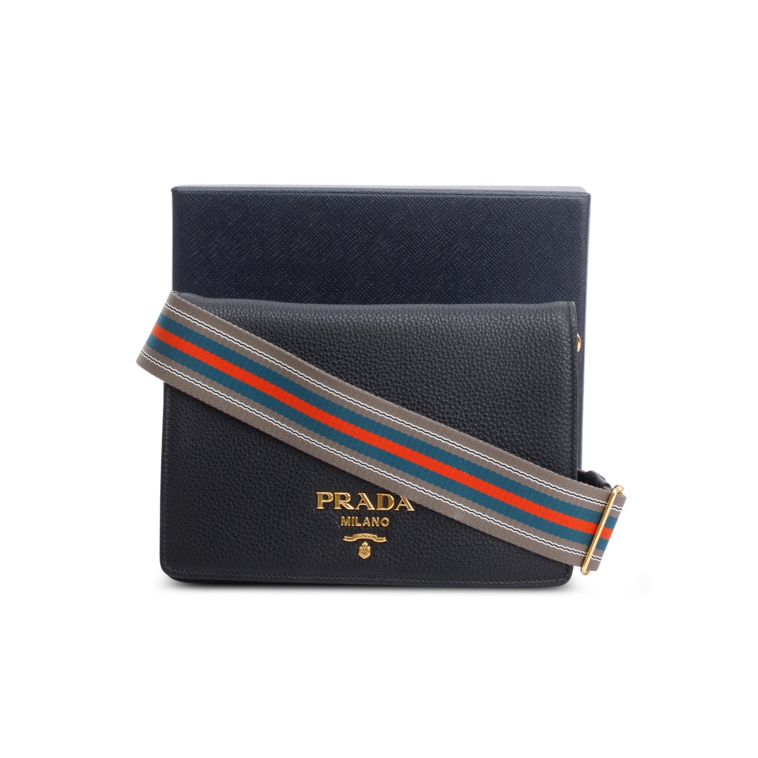 Prada Vitello Daino Phenix Crossbody Bag Black Flap