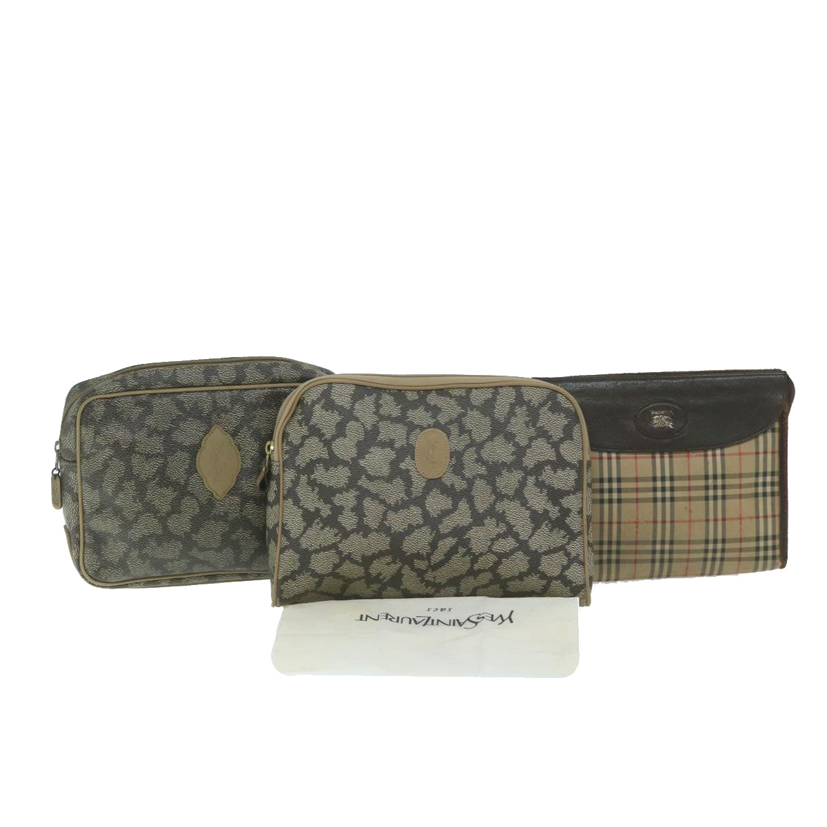 YSL Saint Laurent Burberryss Saint Laurent Clutch Bag Pvc 3Set Leather Black