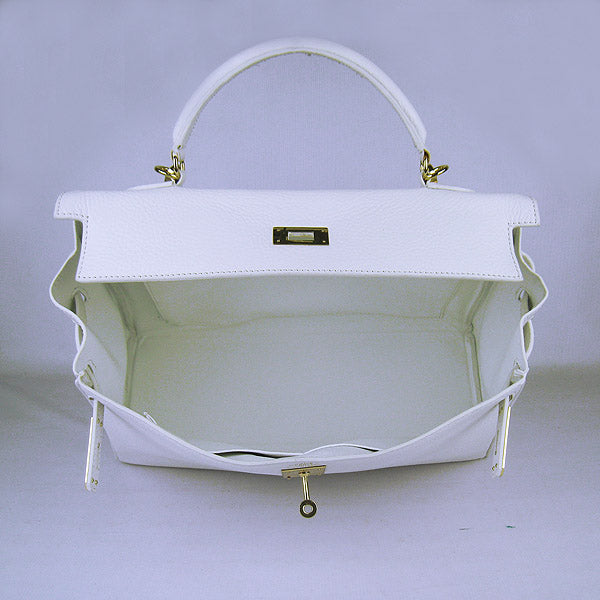 Hermes Luxury Kelly Cm Togo Handbag Golden Leather White Travel Bag
