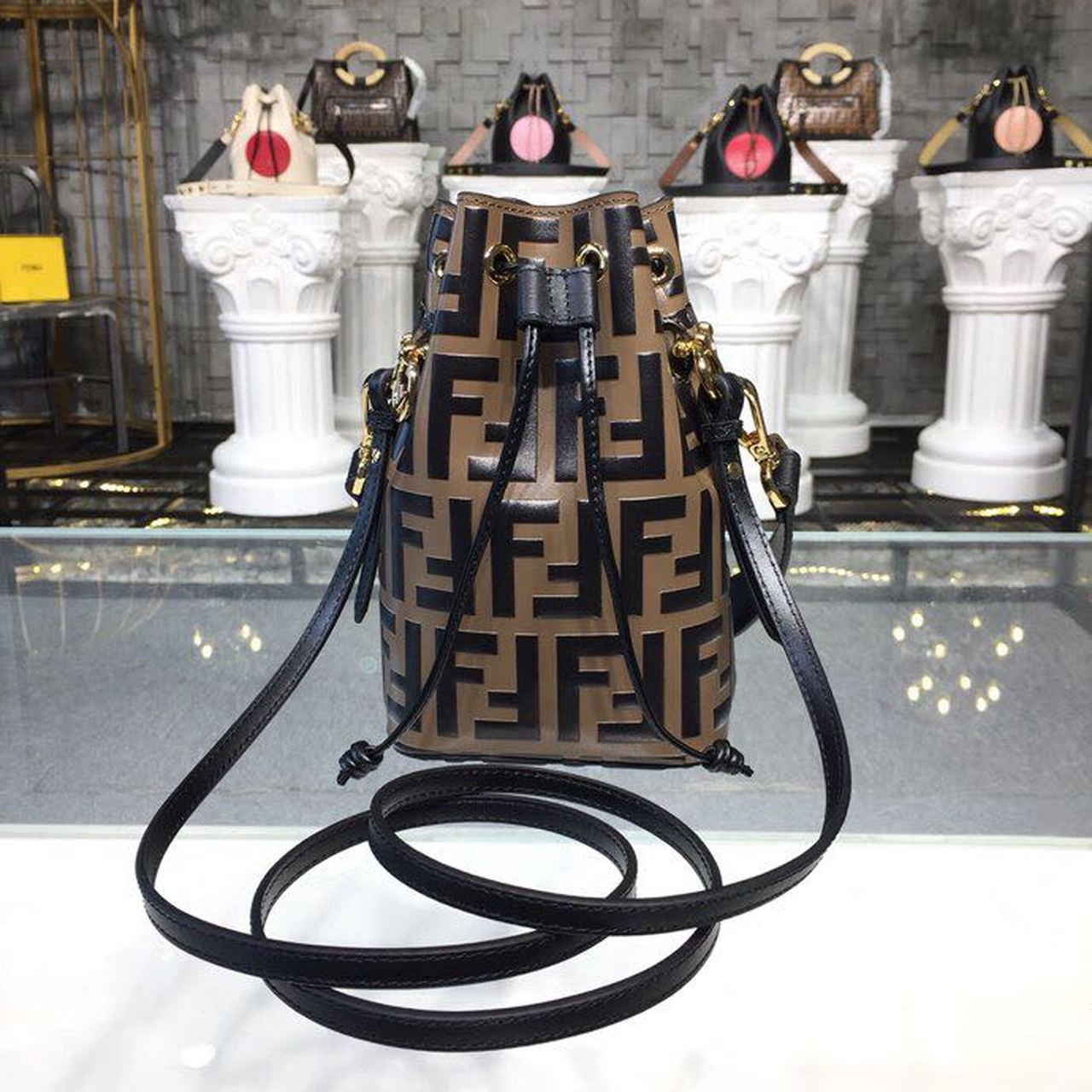 Fendi Mon Tresor Ff Black Brown Crossbody Bag