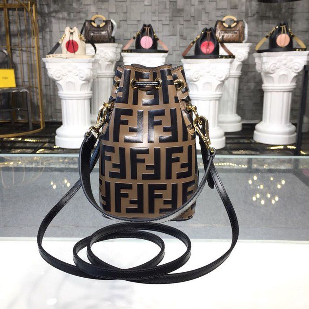 Fendi Top QualityTop Quality Mon Tresor Black Brown FF Crossbody Bag