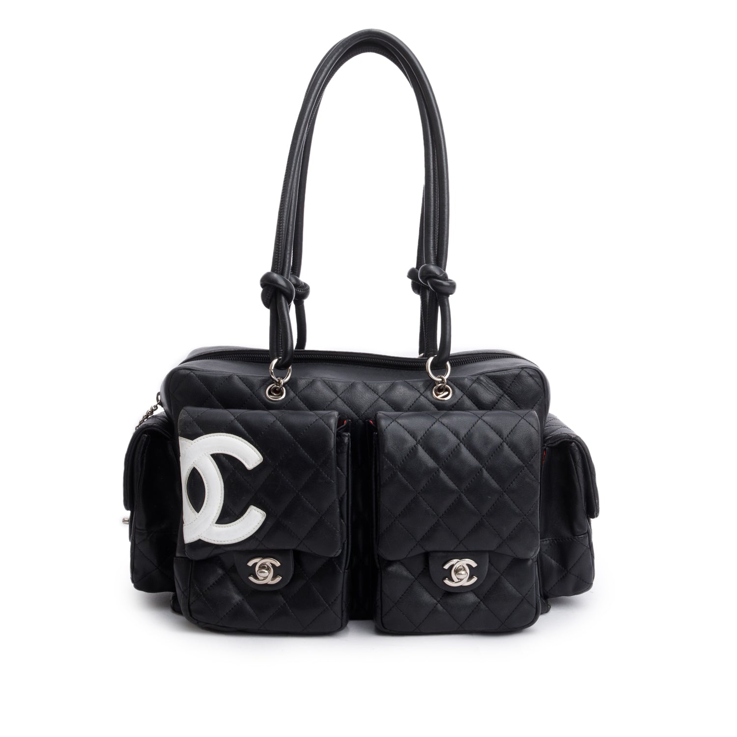 Chanel Quilted Ligne Cambon Reporter Lambskin Black Travel Bag