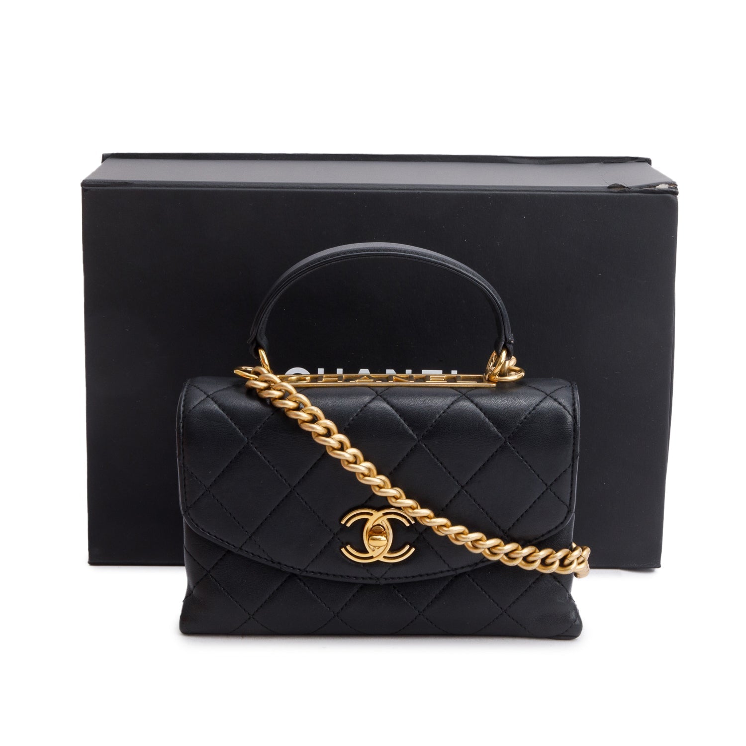 Chanel Quilted Trendy Spirit Flap Handle Lambskin Black Travel Bag