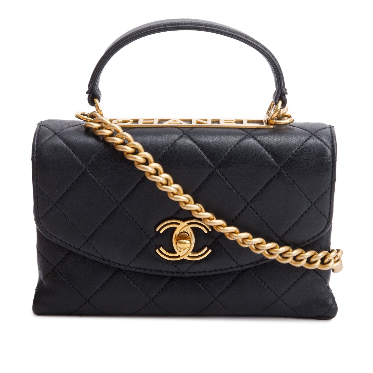 Chanel Quilted Trendy Spirit Flap Handle Lambskin Black Travel Bag