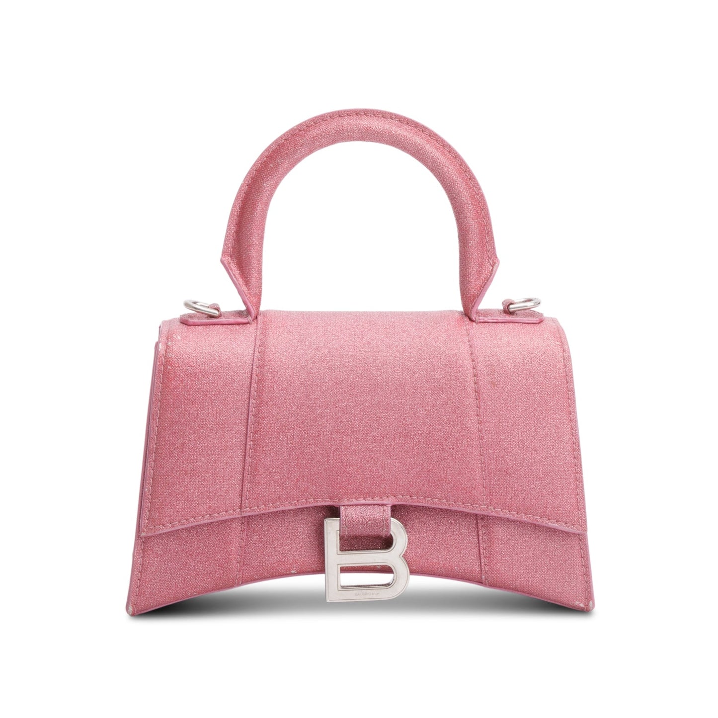 Balenciaga Glitter Xs Hourglass Top Handle Bag Pink Travel Bag